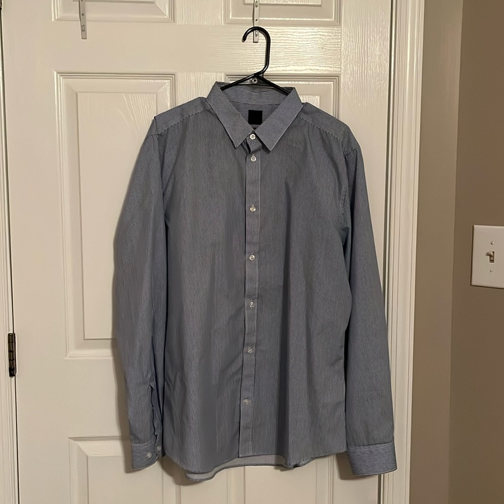 H&M Blue and White Striped Button Up Shirt